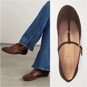 New Chloé Marcie Embellished Suede Ballet Flats $795 36.5